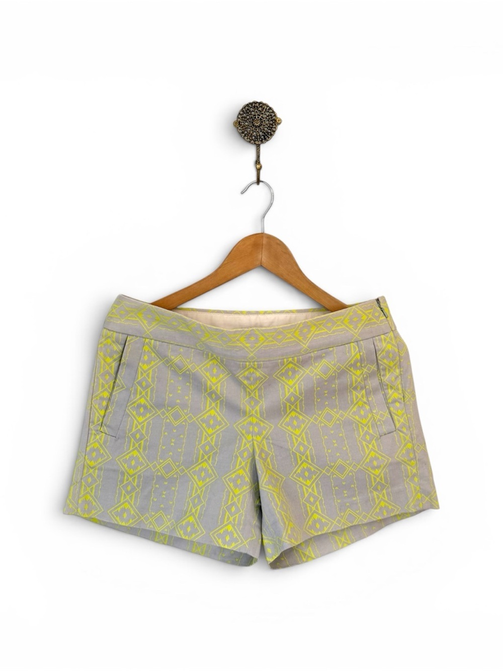 J.Crew Geometric Jacquard Shorts Size 4 Yellow Grey